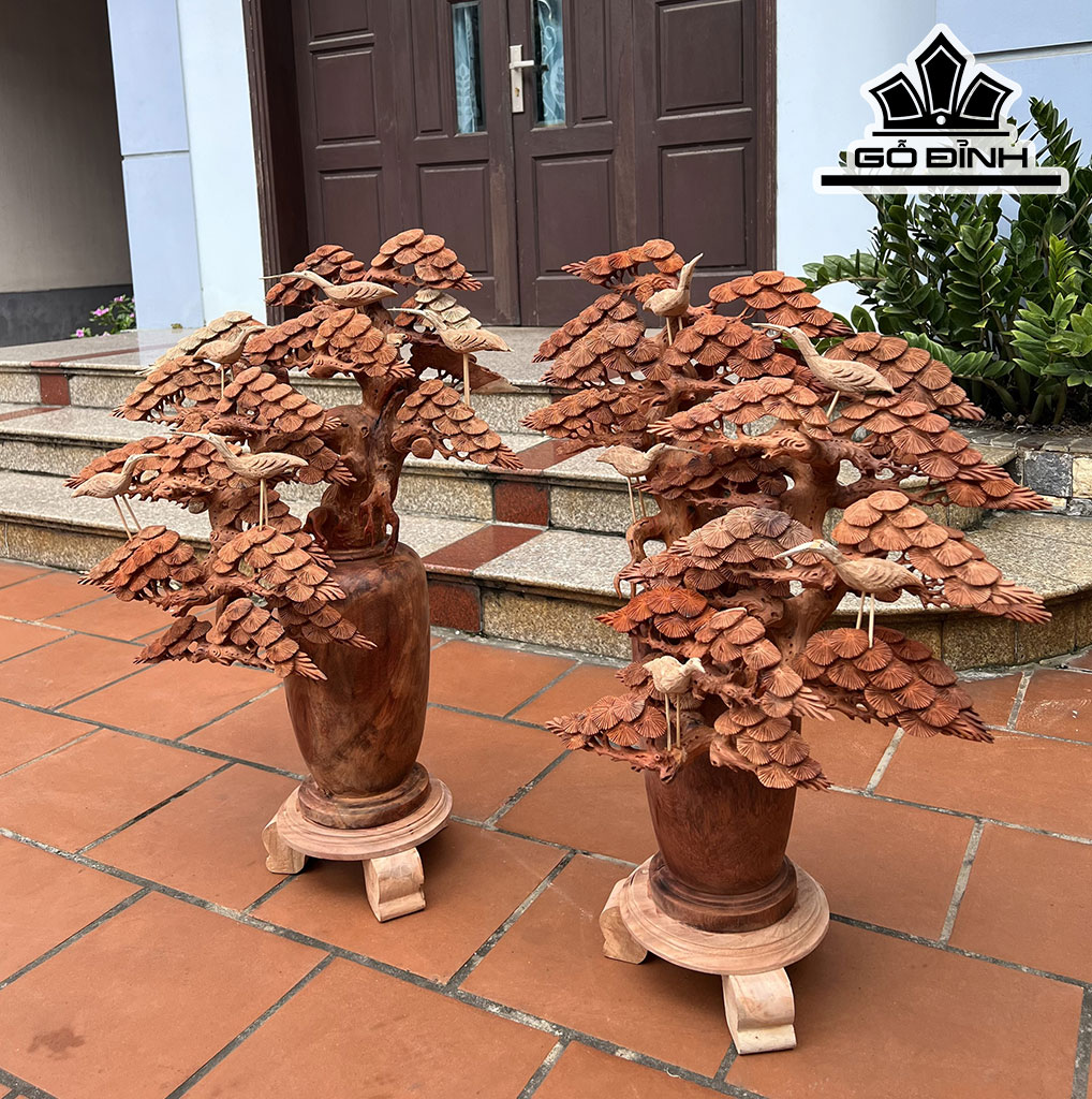 Bình Tùng Gỗ Hương Cao 85 Ngang 58 Sâu 36 (cm)