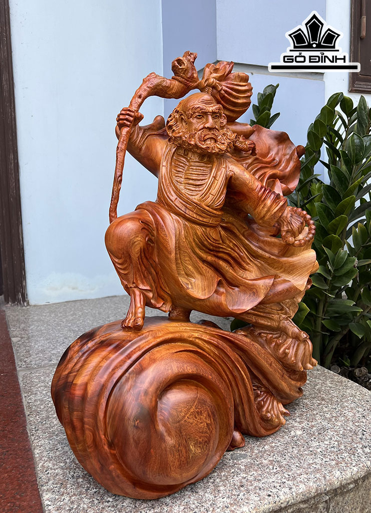 Tượng Đạt Ma Sư Tổ Gỗ Hương Cao 64 Ngang 50 Sâu 26 (cm)