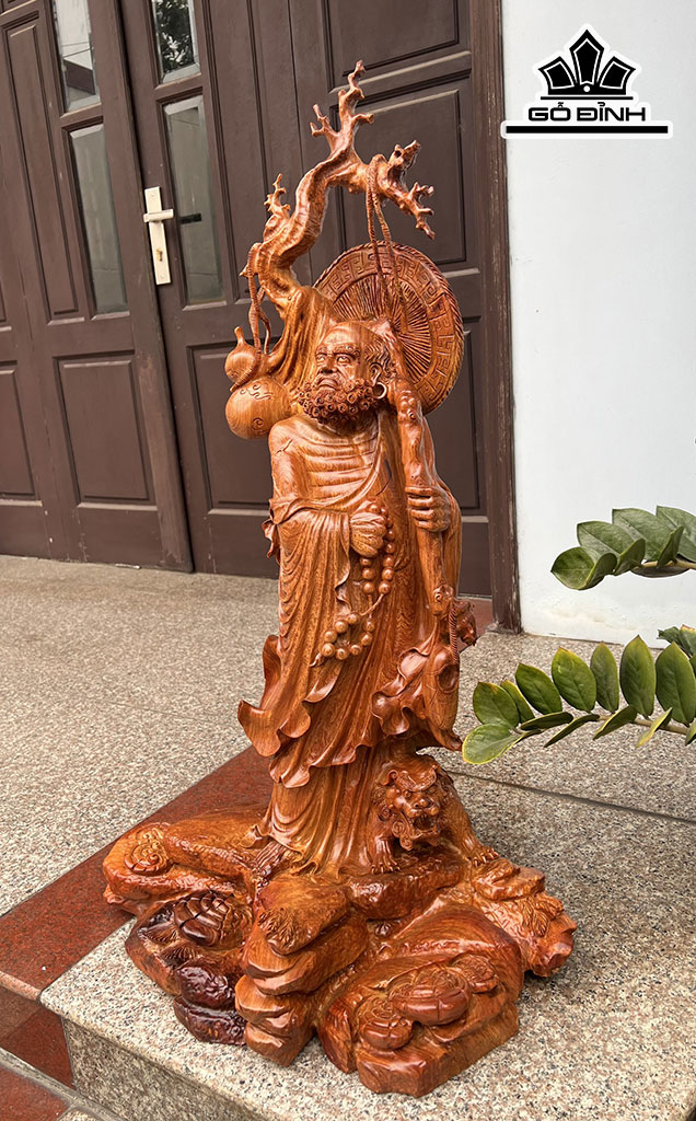 Tượng Đạt Ma Sư Tổ Gỗ Hương Cao 90 Ngang 50 Sâu 40 (cm)