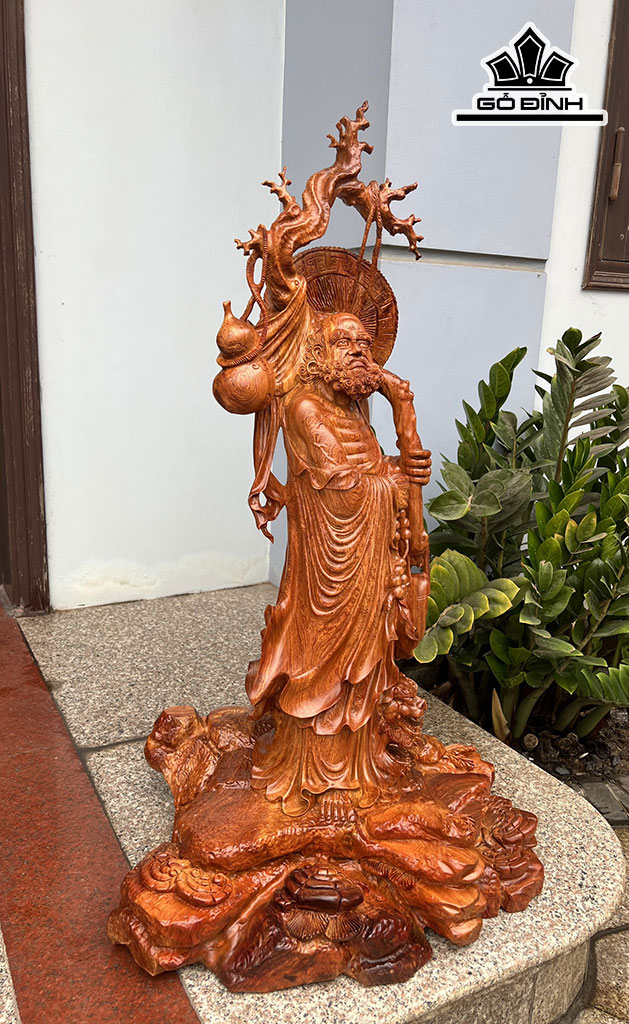 Tượng Đạt Ma Sư Tổ Gỗ Hương Cao 90 Ngang 50 Sâu 40 (cm)