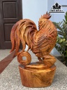 Tượng Gà Trống Gỗ Hương Cao 46 Ngang 30 Sâu 15 (cm)