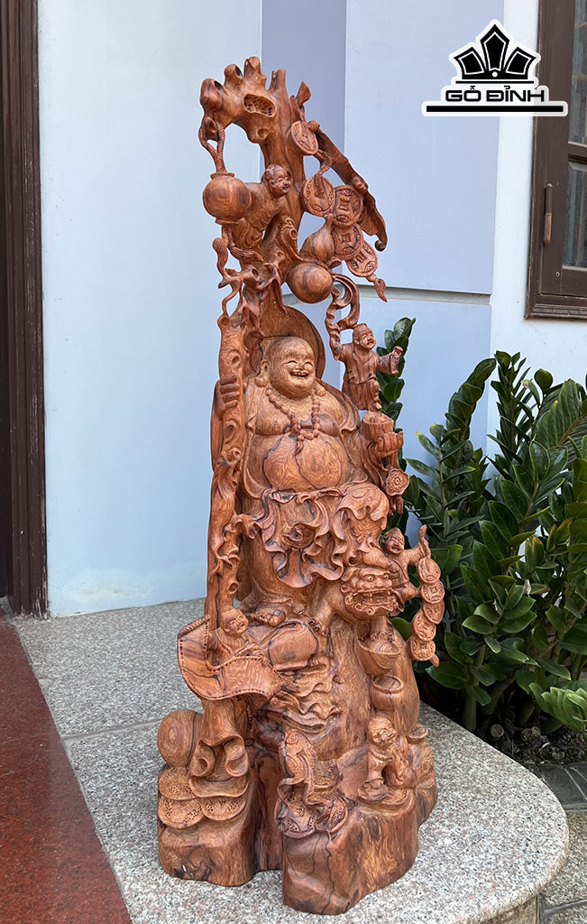 Tượng Phật Di Lặc Gỗ Cẩm Cao 100 Ngang 42 Sâu 38 (cm)
