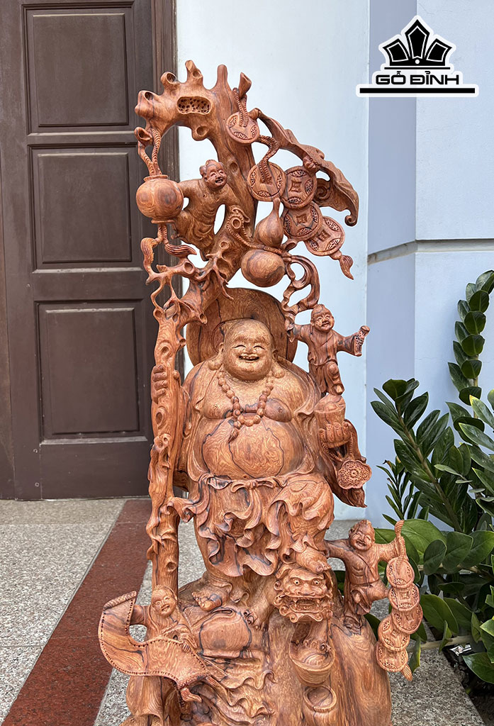 Tượng Phật Di Lặc Gỗ Cẩm Cao 100 Ngang 42 Sâu 38 (cm)