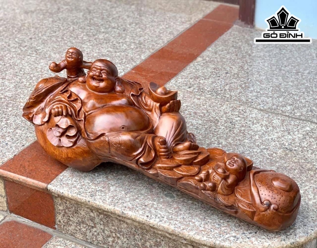 Tượng Phật Di Lặc Gỗ Hương Cao 75 Ngang 26 Sâu 26 (cm)
