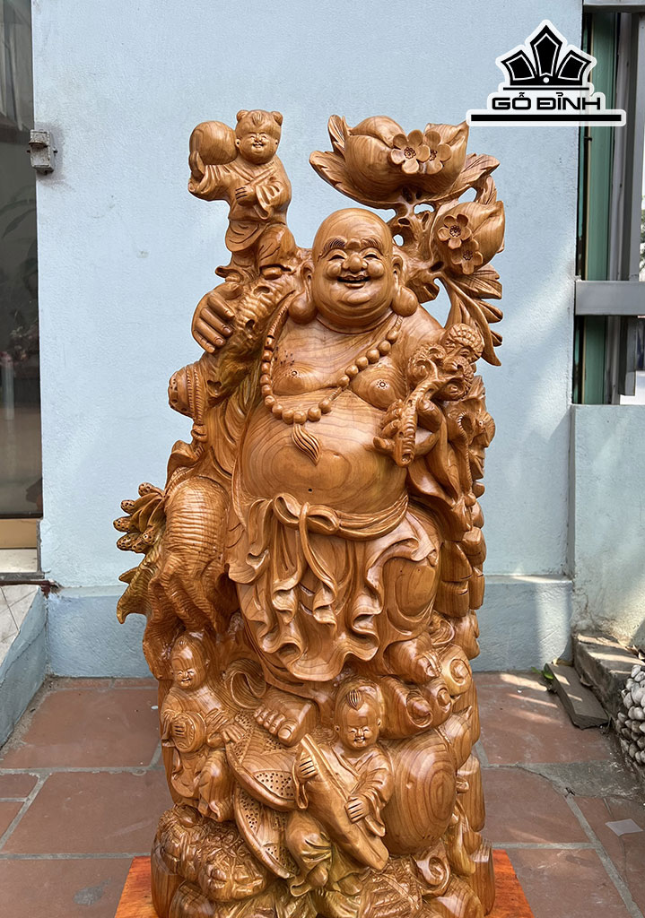 Tượng Phật Di Lặc Gỗ Ngọc Am Cao 102 Ngang 41 Sâu 22 (cm)