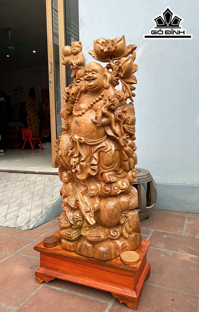 Tượng Phật Di Lặc Gỗ Ngọc Am Cao 102 Ngang 41 Sâu 22 (cm)