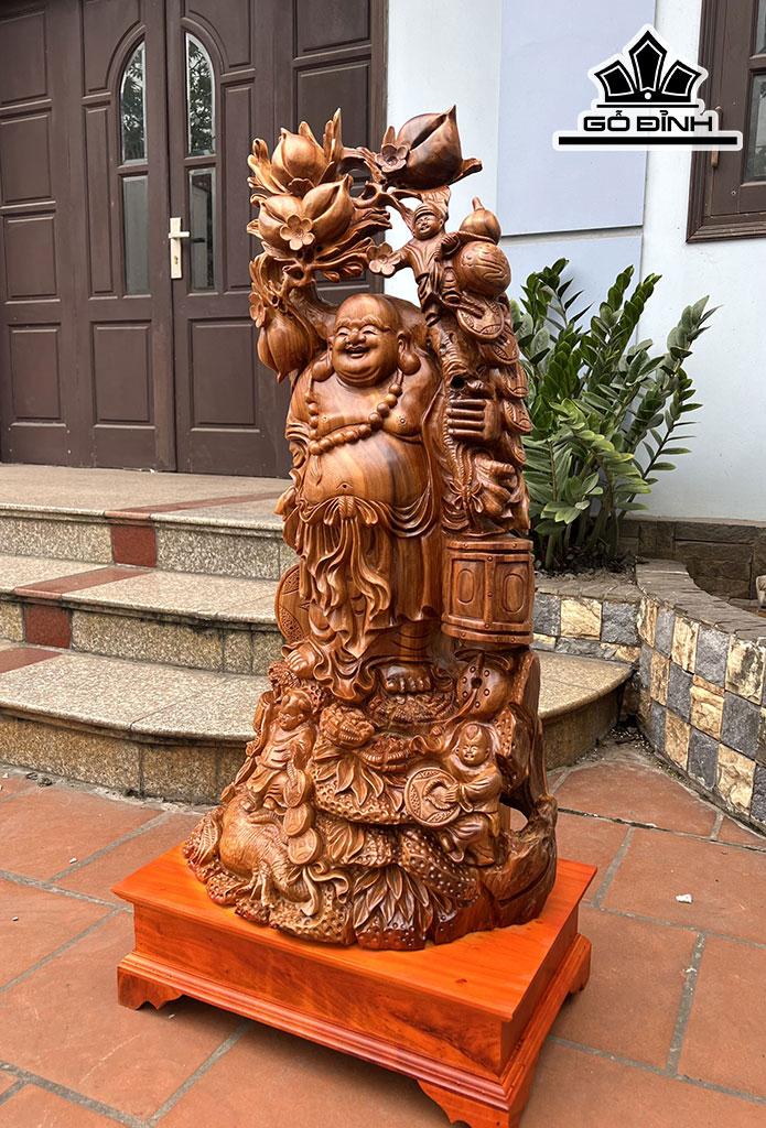 Tượng Phật Di Lặc Gỗ Ngọc Am Cao 107 Ngang 46 Sâu 32 (cm)