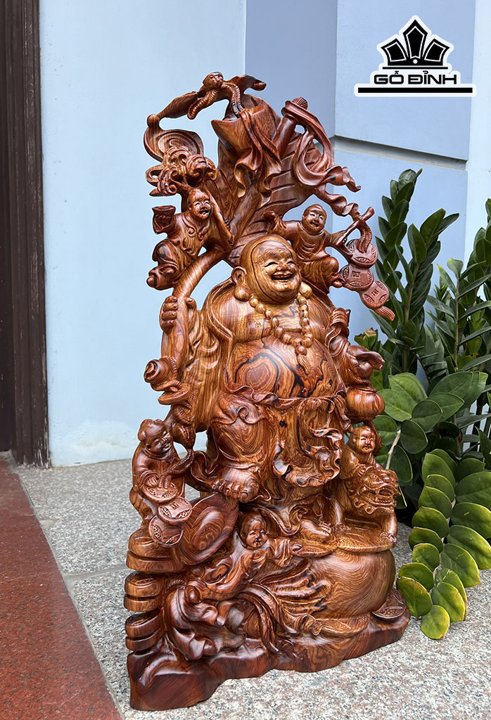 Tượng Phật Di Lặc Ngũ Phúc Gỗ Cẩm Cao 71 Ngang 36 Sâu 24 (cm)