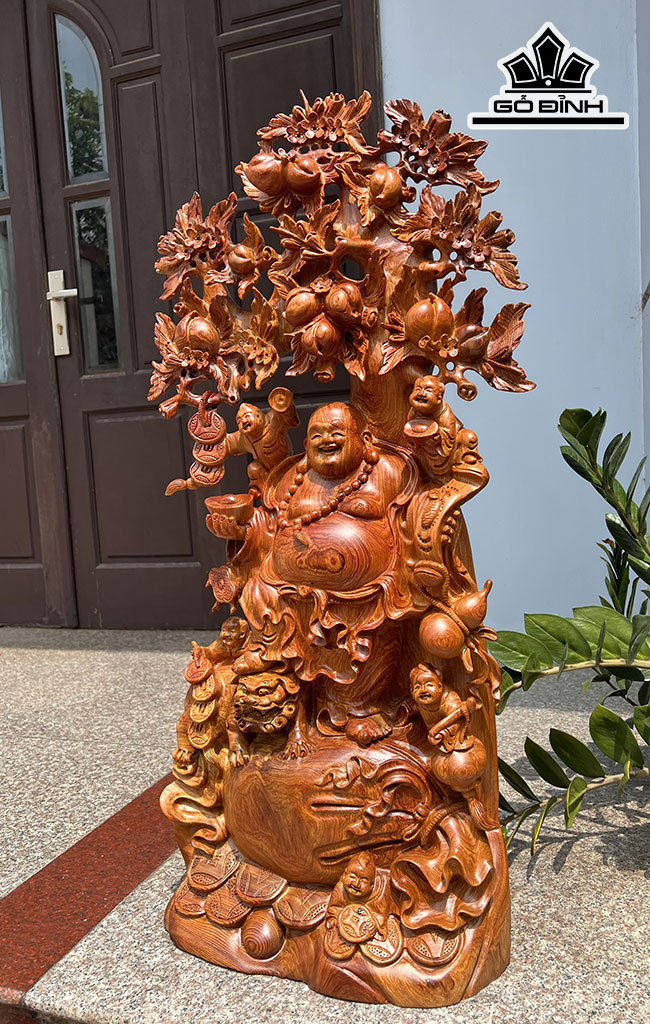 Tượng Phật Di Lặc Ngũ Phúc Gỗ Cẩm Cao 90 Ngang 42 Sâu 24 (cm)