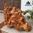 Tượng Phật Di Lặc Ngũ Phúc Gỗ Hương Cao 51 Ngang 62 Sâu 37 (cm)