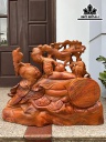 Tượng Phật Di Lặc Ngũ Phúc Gỗ Hương Cao 68 Ngang 54 Sâu 27 (cm)