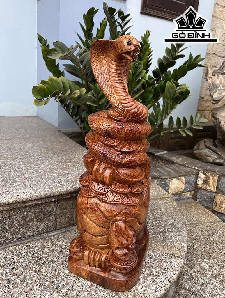 Tượng Rắn Phong Thủy Gỗ Hương Cao 58 Ngang 26 Sâu 24 (cm)