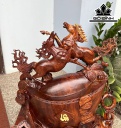 Tượng Song Mã Uyên Ương Gỗ Cẩm Cao 64 Ngang 48 Sâu 20 (cm)