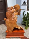 Tượng Tiểu Đồng Cưỡi Cá Chép Gỗ Hương Cao 79 Ngang 46 Sâu 26 (cm)