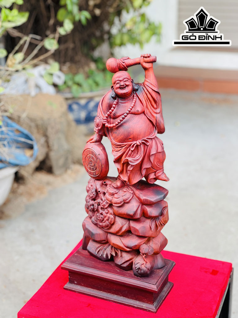 Tượng Phật Di Lặc Gỗ Trắc Cao 47 Ngang 20 Sâu 10 (cm)