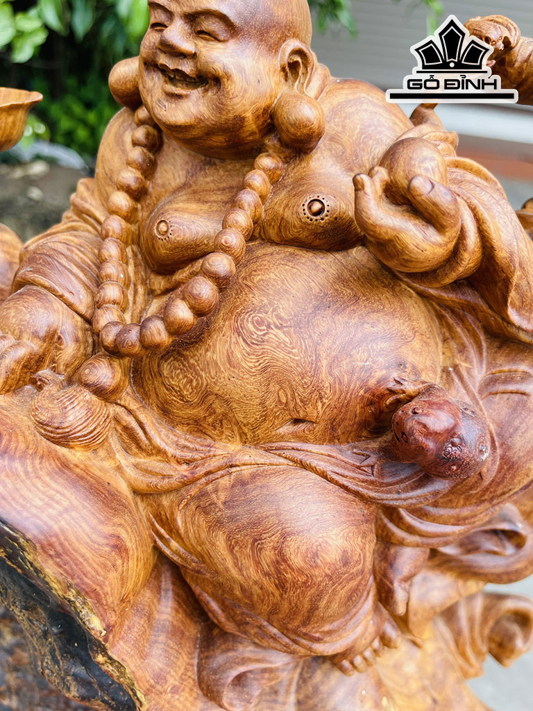 Tượng Phật Di Lặc Nhị Phúc Gỗ Sụn Hương Cao 46 Ngang 42 Sâu 13 (cm)
