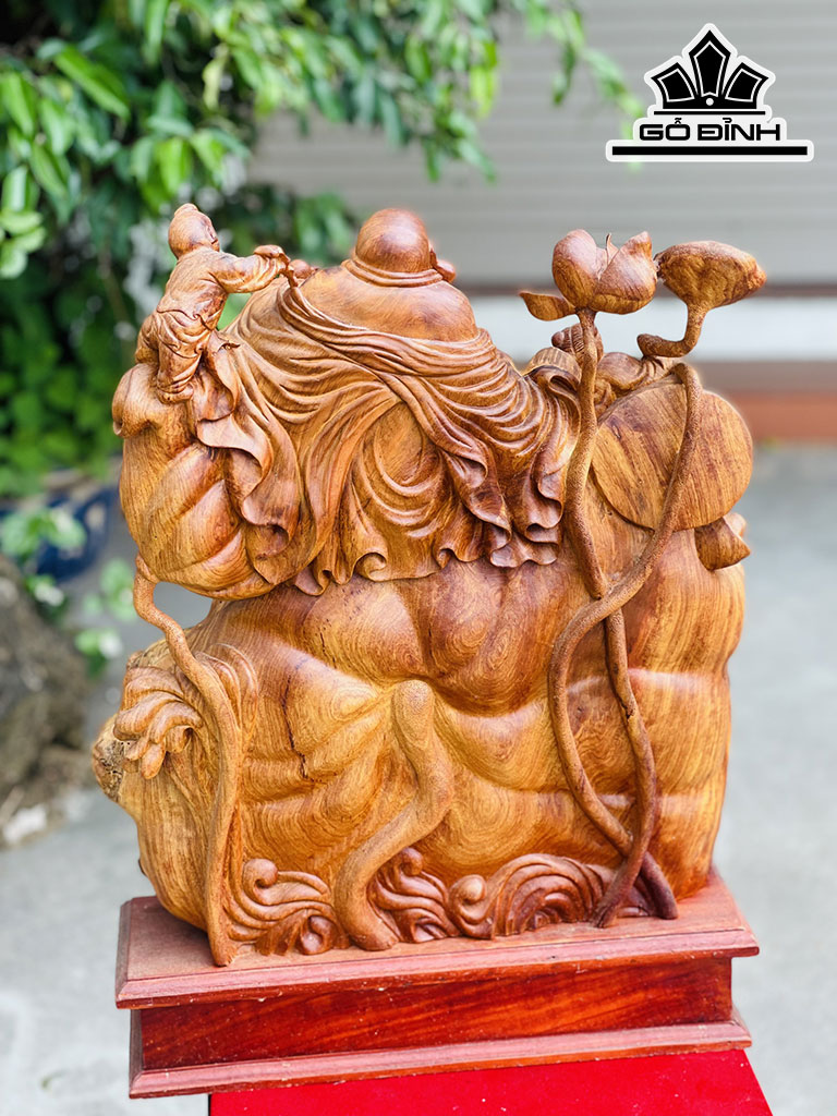 Tượng Phật Di Lặc Nhị Phúc Gỗ Sụn Hương Cao 46 Ngang 42 Sâu 13 (cm)