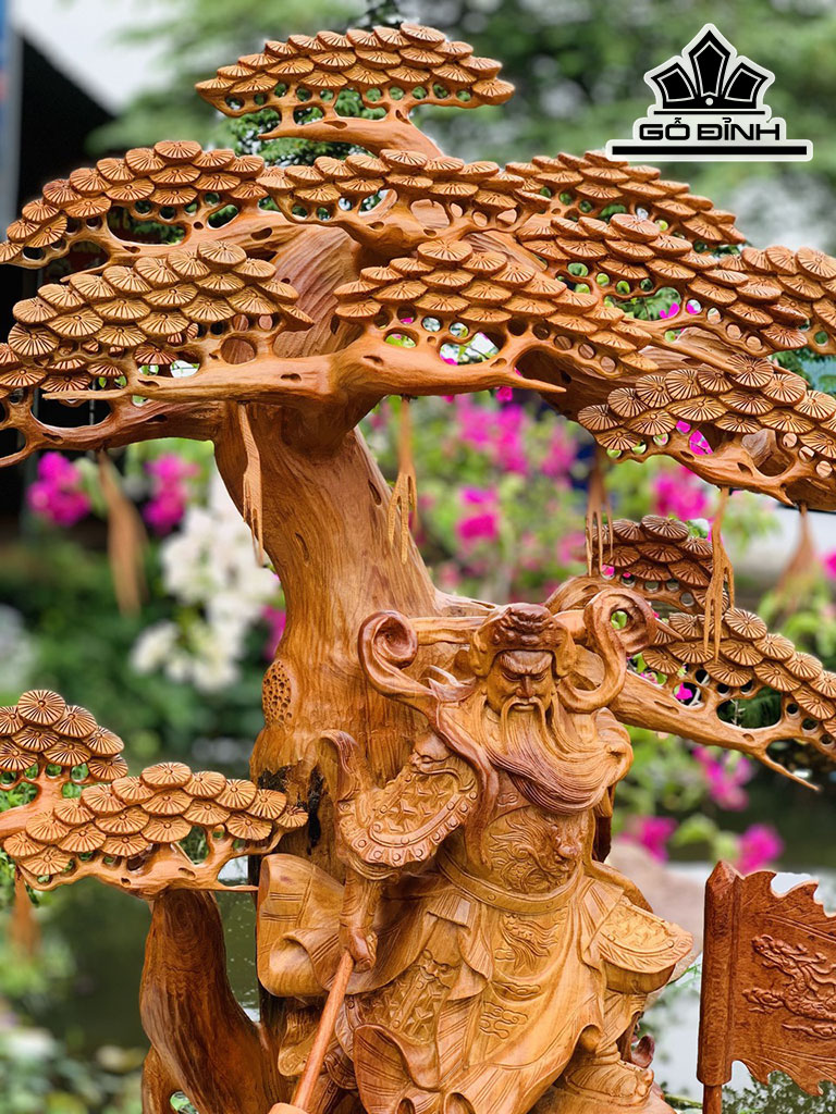 Tượng Quan Công Gỗ Hương Cao 111 Ngang 80 Sâu 35 (cm)