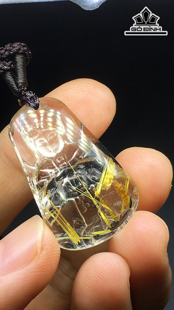 Mặt Dây Chuyền Đá Thạch Anh Tóc Vàng Cao 28,6 Ngang 18,5 Sâu 8,2 (mm) 7,9gr