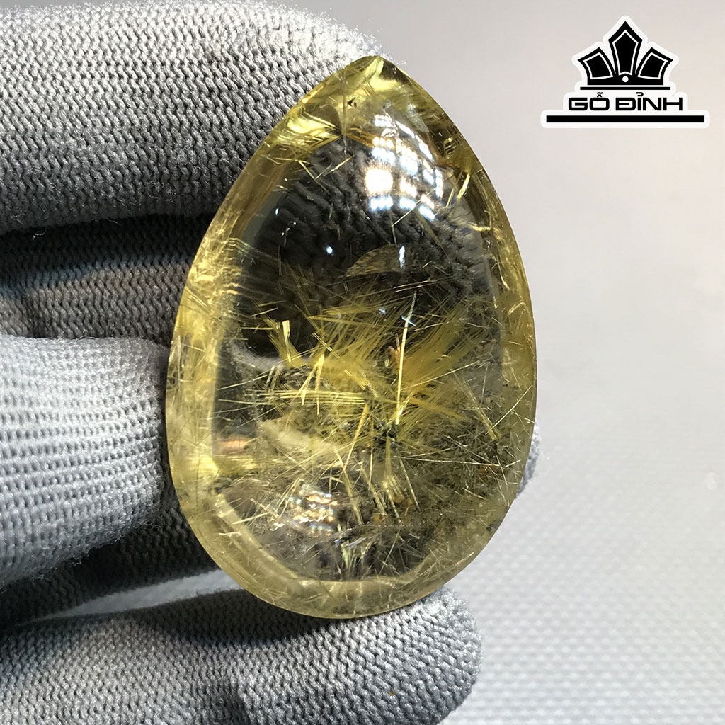 Mặt Dây Chuyền Đá Thạch Anh Tóc Vàng Cao 49,7 Ngang 32,5 Sâu 19,4 (mm) 37,7gr