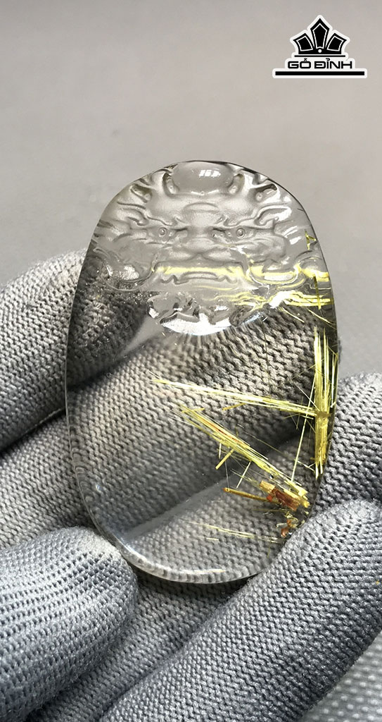 Mặt Dây Chuyền Đá Thạch Anh Tóc Vàng Cao 55 Ngang 36 Sâu 11,5 (mm) 34gr