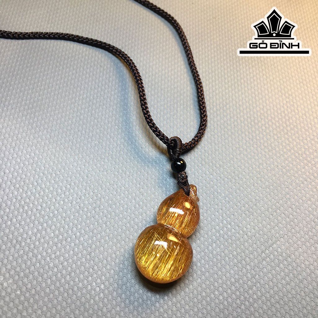 Mặt Dây Chuyền Hồ Lô Đá Thạch Anh Tóc Vàng Cao 33,4 Ngang 17,4 Sâu 9,8 (mm) 8,6gr