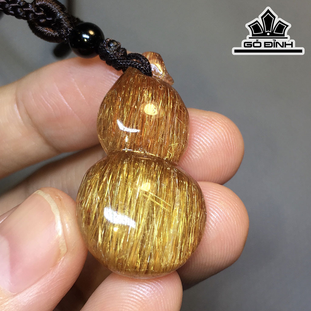Mặt Dây Chuyền Hồ Lô Đá Thạch Anh Tóc Vàng Cao 33,4 Ngang 17,4 Sâu 9,8 (mm) 8,6gr