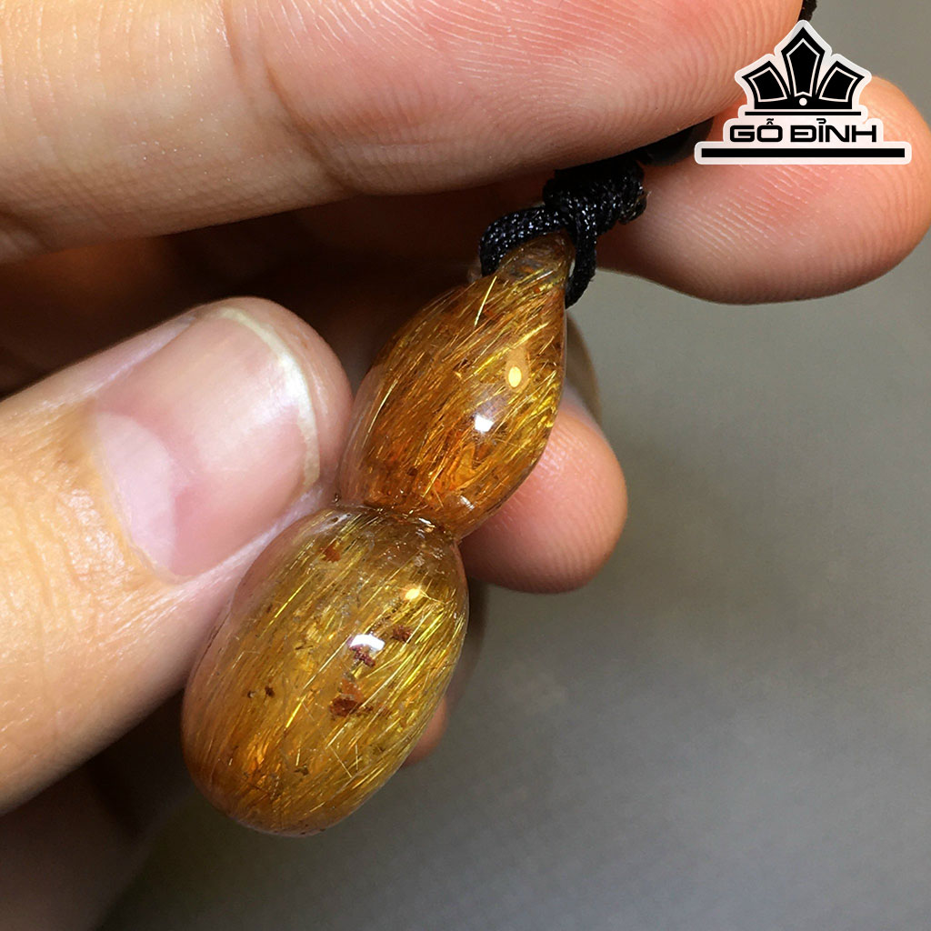 Mặt Dây Chuyền Hồ Lô Đá Thạch Anh Tóc Vàng Cao 33,4 Ngang 17,4 Sâu 9,8 (mm) 8,6gr