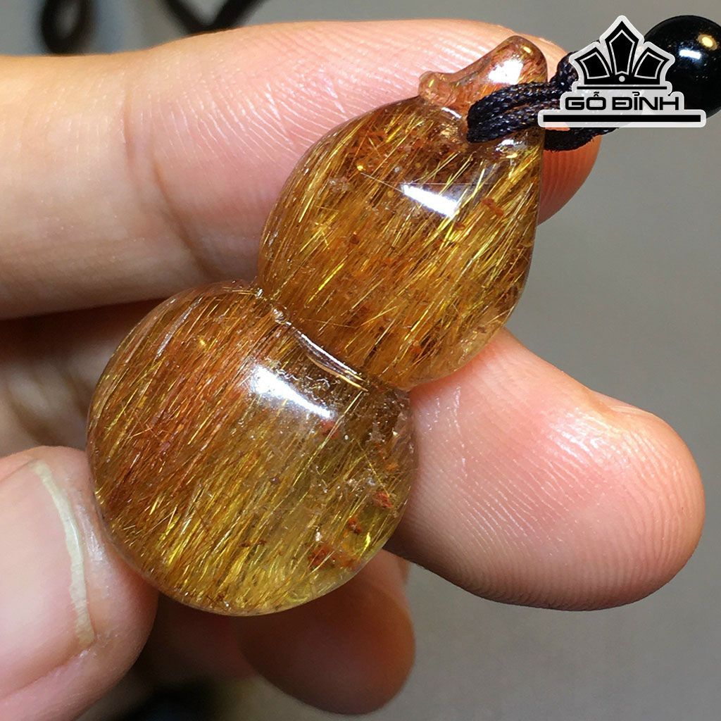 Mặt Dây Chuyền Hồ Lô Đá Thạch Anh Tóc Vàng Cao 33,4 Ngang 17,4 Sâu 9,8 (mm) 8,6gr