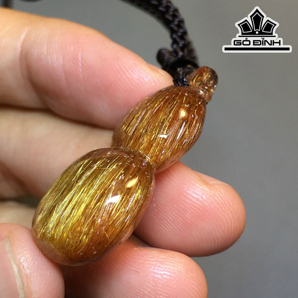 Mặt Dây Chuyền Hồ Lô Đá Thạch Anh Tóc Vàng Cao 33,4 Ngang 17,4 Sâu 9,8 (mm) 8,6gr