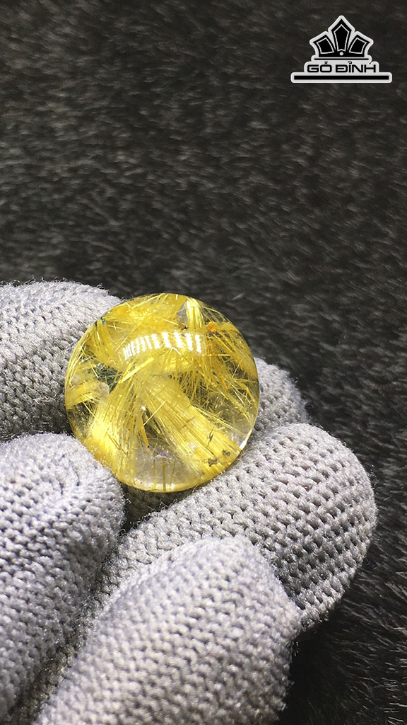 Mặt Trơn Hoa Thị Đá Thạch Anh Tóc Vàng Cao 18,9 Ngang 8,9 (mm) 5,2gr
