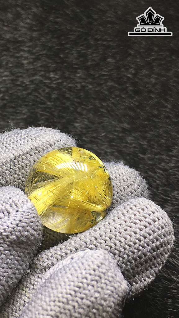 Mặt Trơn Hoa Thị Đá Thạch Anh Tóc Vàng Cao 18,9 Ngang 8,9 (mm) 5,2gr