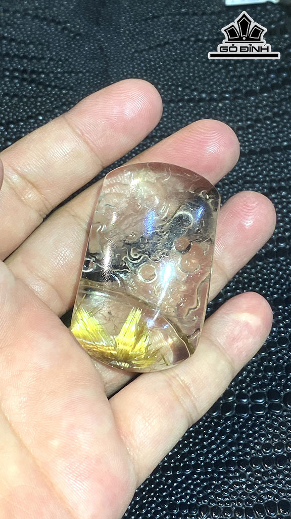 Rồng Đá Thạch Anh Tóc Vàng Cao 53,5 Ngang 32,3 Sâu 11,3 (mm) 37,3gr