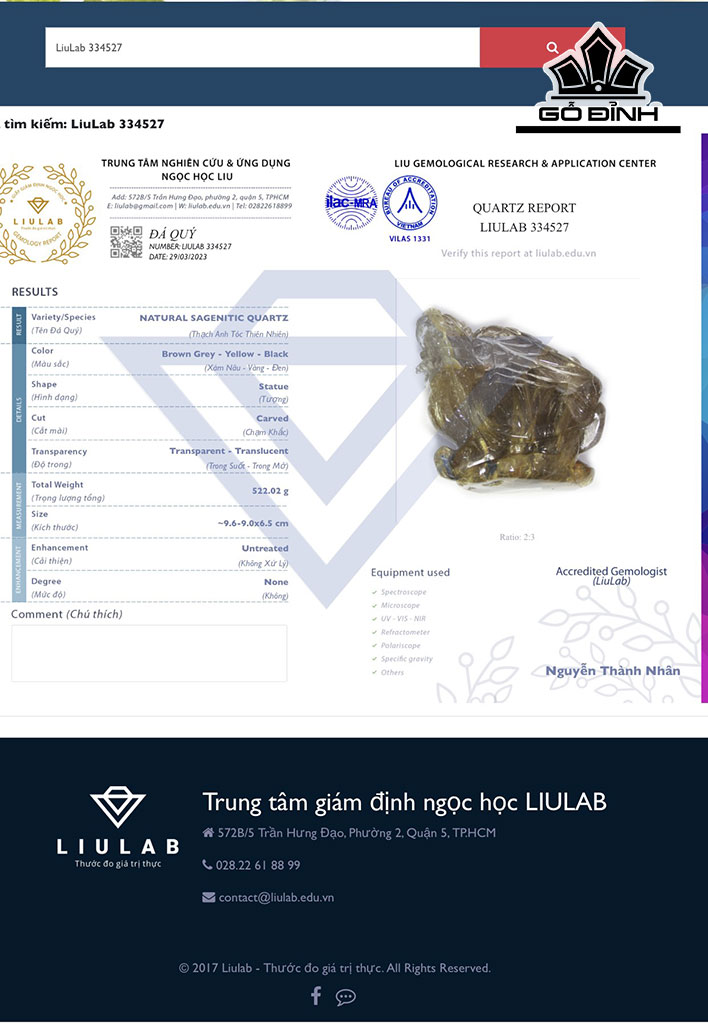Tác Phẩm Long Quy Đá Thạch Anh Tóc Vàng Cao 9,6 Ngang 9 Sâu 6,5 (cm) 522,02gr
