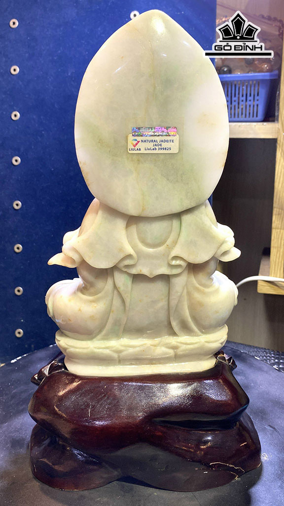 Tượng Phật Bà Quan Âm Đá Cẩm Thạch Cao 24,7 Ngang 14 Sâu 6,2 (cm) 2,55kg