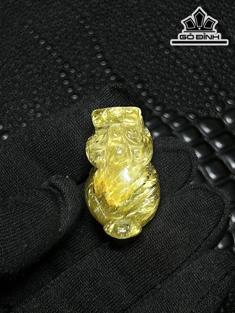 Tỳ Hưu Đá Thạch Anh Tóc Vàng Cao 33,3 Ngang 19 Sâu 18,5 (mm) 19gr