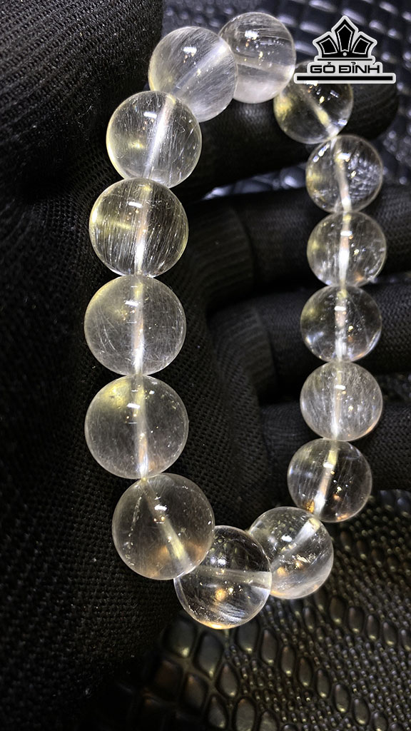 Vòng Tay Đá Thạch Anh Tóc Trắng Đường Kính Hạt 15 (mm) 75gr