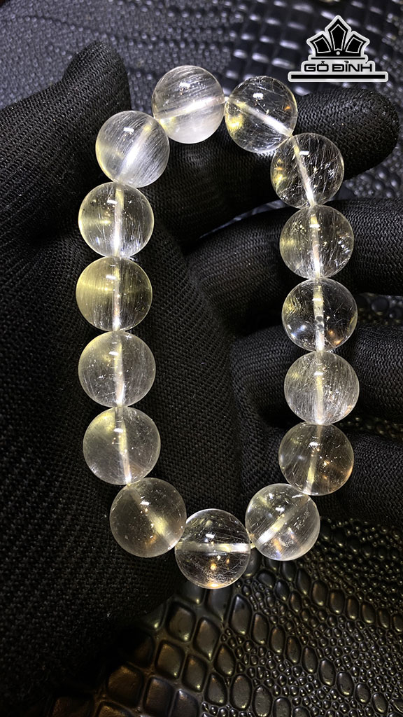 Vòng Tay Đá Thạch Anh Tóc Trắng Đường Kính Hạt 15 (mm) 75gr