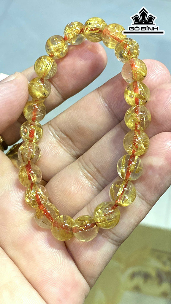 Vòng Tay Đá Thạch Anh Tóc Vàng Đường Kính Hạt 8,6 (mm) 20gr