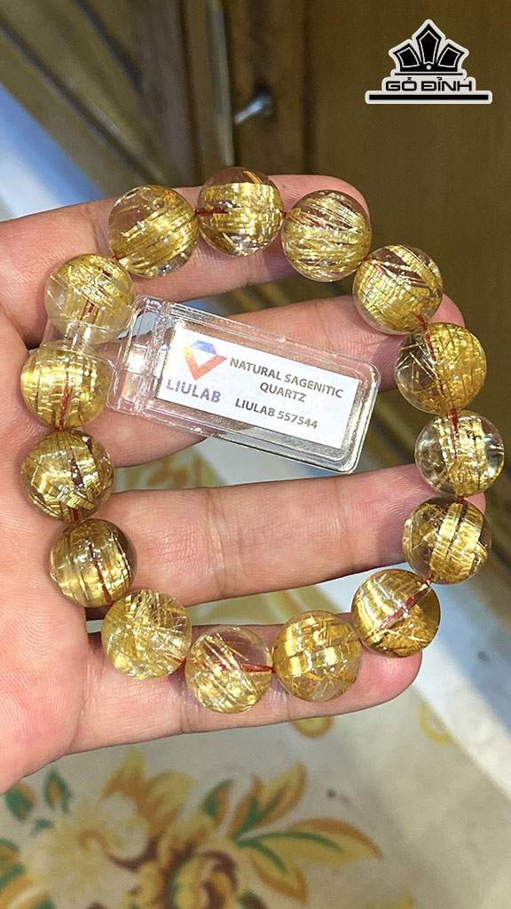 Vòng Tay Đá Thạch Anh Tóc Vàng Đường Kính Hạt 14,94-14,04 (mm) 319.81cts