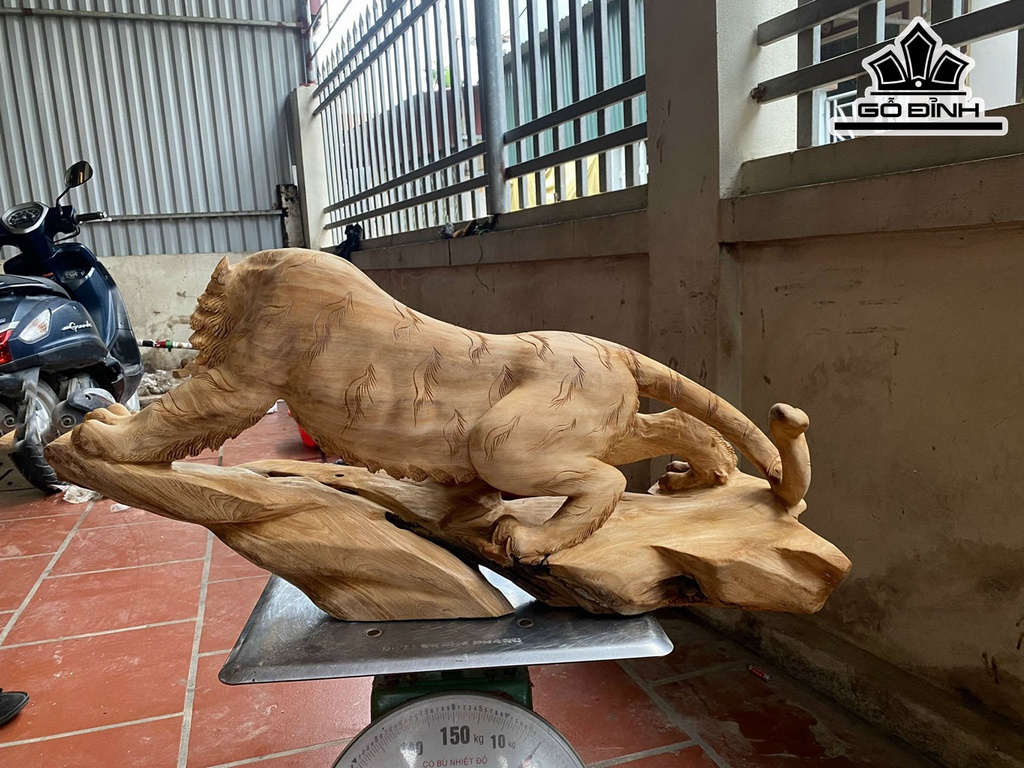 Tượng Hổ Phong Thủy Gỗ Ngọc Am Cao 40 Ngang 85 Sâu 30 (cm)