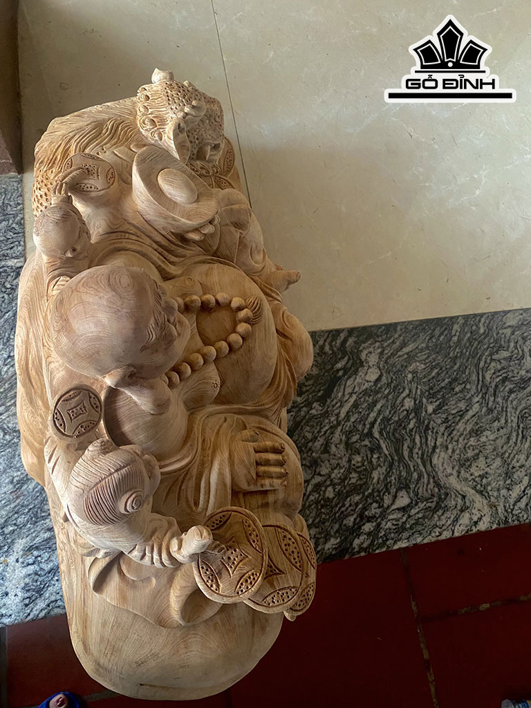 Tượng Phật Di Lặc Nhị Phúc Gỗ Ngọc Am Cao 40 Ngang 72 Sâu 32 (cm)