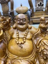 Tượng Phật Di Lặc Tam Phúc Gỗ Ngọc Am Cao 34 Ngang 68 Sâu 25 (cm)