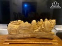 Tượng Phật Di Lặc Tam Phúc Gỗ Ngọc Am Cao 36 Ngang 85 Sâu 35 (cm)