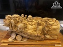 Tượng Phật Di Lặc Tam Phúc Gỗ Ngọc Am Cao 36 Ngang 85 Sâu 35 (cm)