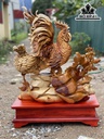 Tượng Gà Phong Thủy Gỗ Hương Cao 86 Ngang 65 Sâu 30 (cm)