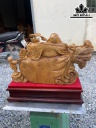 Tượng Phật Di Lặc Gỗ Nu Hương Cao 28 Ngang 48 Sâu 25 (cm)