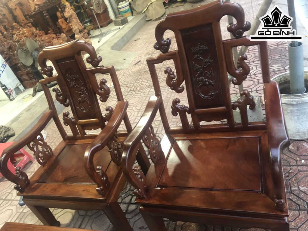 Bộ Ghế Gỗ Gỗ Hương Dài 115 Rộng 55 Cao 49 (cm)