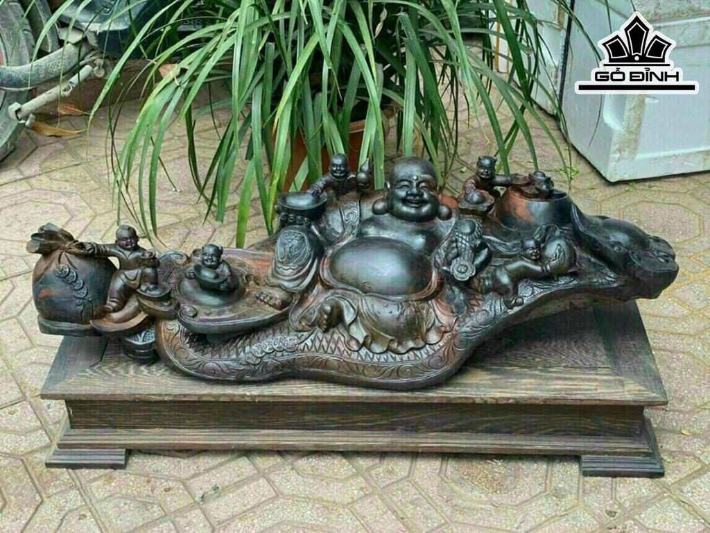 Tượng Phật Di Lặc Gỗ Trắc Cao 22 Ngang 78 Sâu 28 (cm)