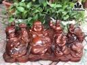 Tượng Phật Di Lặc Ngũ Phúc Gỗ Trắc Cao 20 Ngang 59 Sâu 29 (cm)